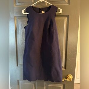 J. Crew Navy Sheath Mini Dress Sleeveless Crew Neck With Scallop Detail Size 4